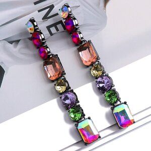 Colorful Gunmetal Dangle Earrings